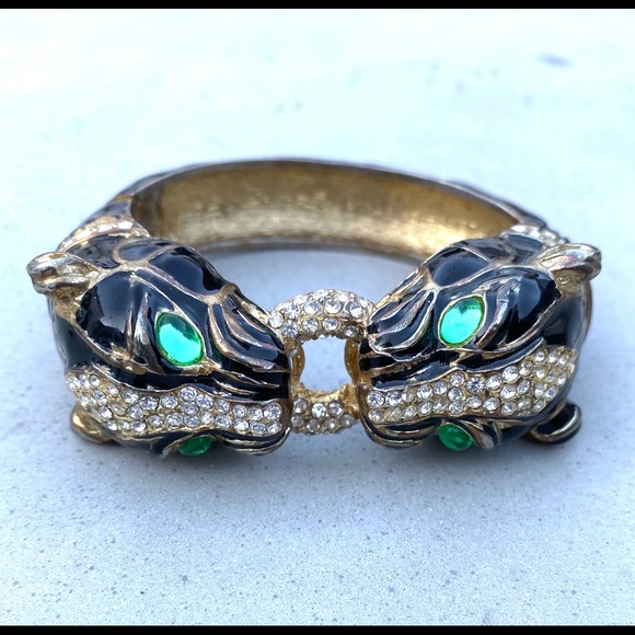 Ciner Black Enamel Double Panther/Foo Dog Head